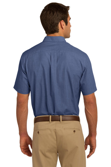 Port Authority Men's Short Sleeve Crosshatch Easy Care Shirt. S656 Mens Apparel Shirts & Tops