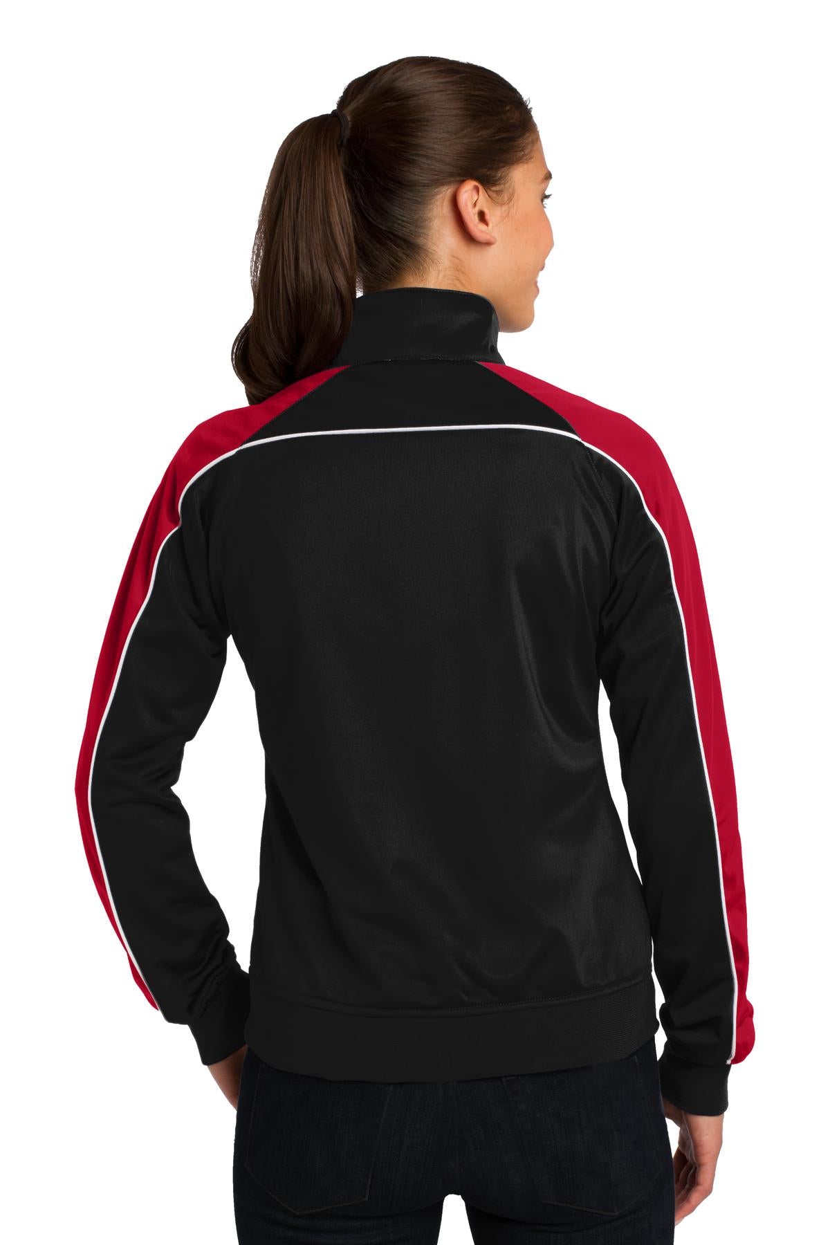Sport-Tek Ladies Piped Tricot Track Jacket. LST92 Womens Apparel Jackets & Vests