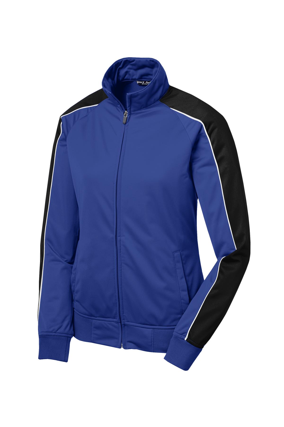 Sport-Tek Ladies Piped Tricot Track Jacket. LST92 Womens Apparel Jackets & Vests