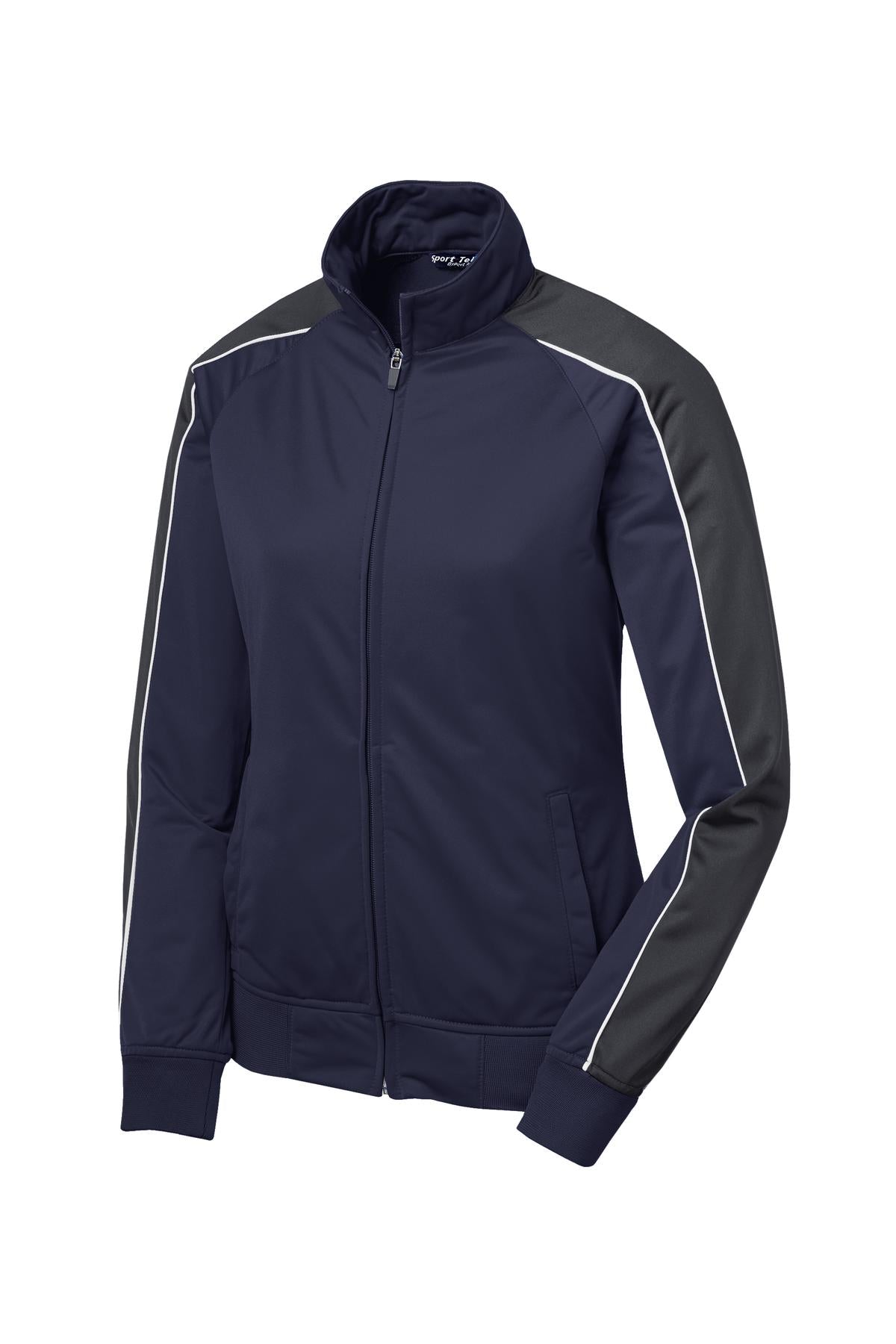 Sport-Tek Ladies Piped Tricot Track Jacket. LST92 Womens Apparel Jackets & Vests