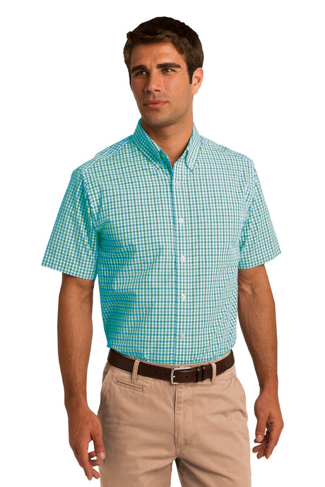 Port Authority Men's Short Sleeve Gingham Easy Care Shirt. S655 Mens Apparel Shirts & Tops