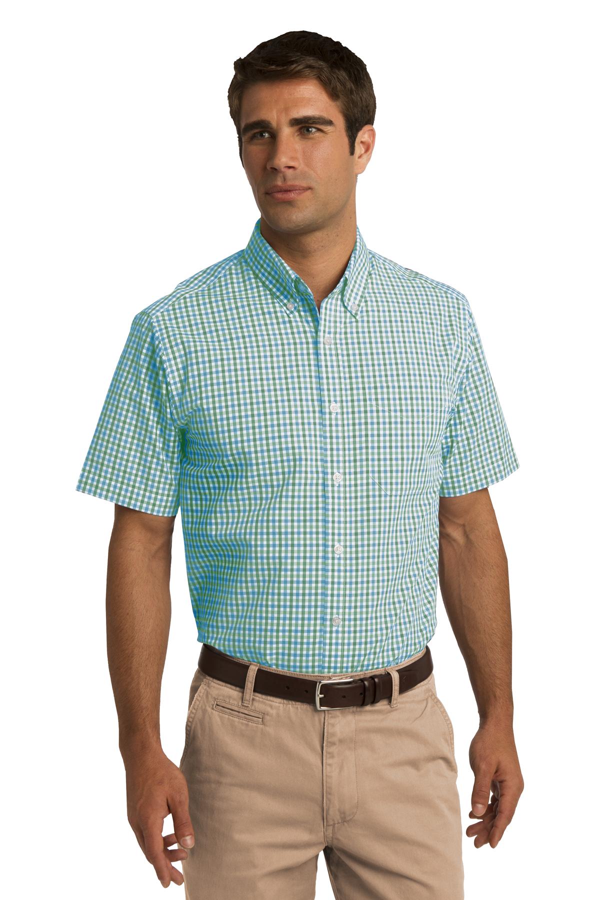 Port Authority Men's Short Sleeve Gingham Easy Care Shirt. S655 Mens Apparel Shirts & Tops