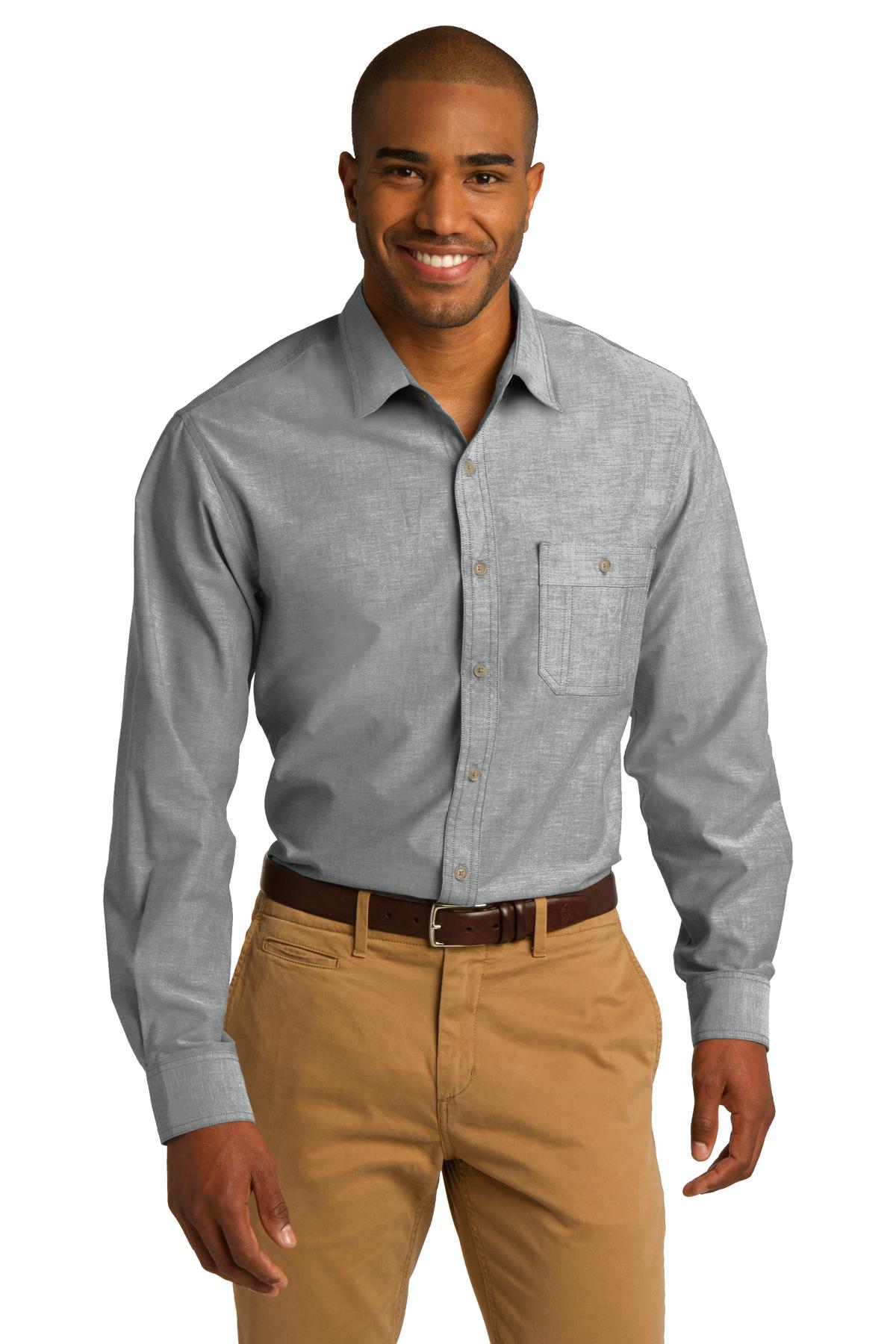 Port Authority Men's Chambray Shirt. S653 Mens Apparel Shirts & Tops