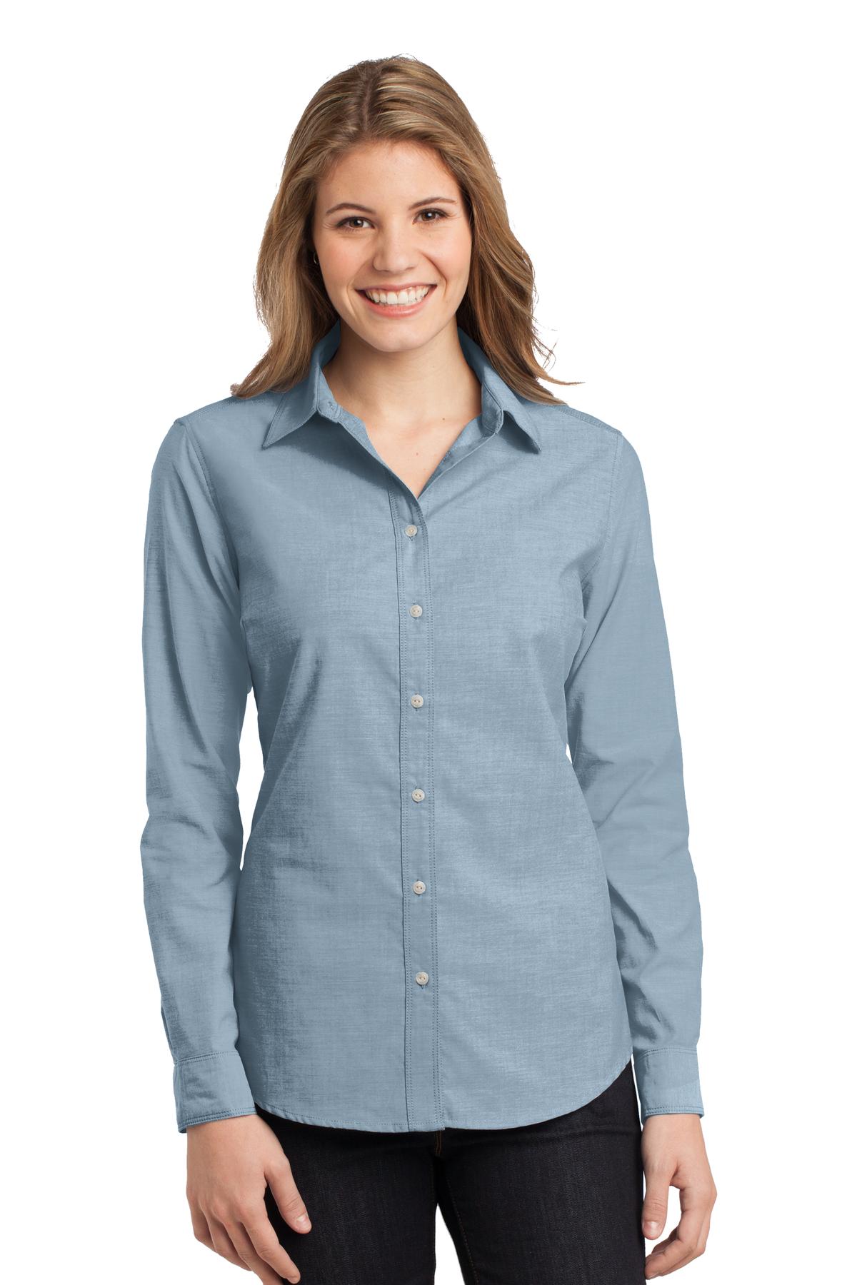 Port Authority Ladies Chambray Shirt. L653 Womens Apparel Shirts & Tops