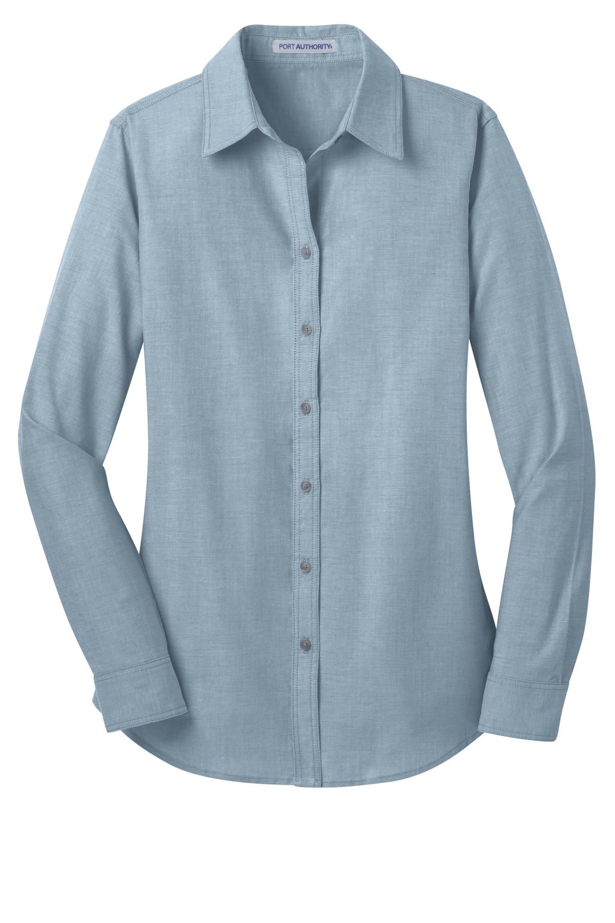 Port Authority Ladies Chambray Shirt. L653 Womens Apparel Shirts & Tops