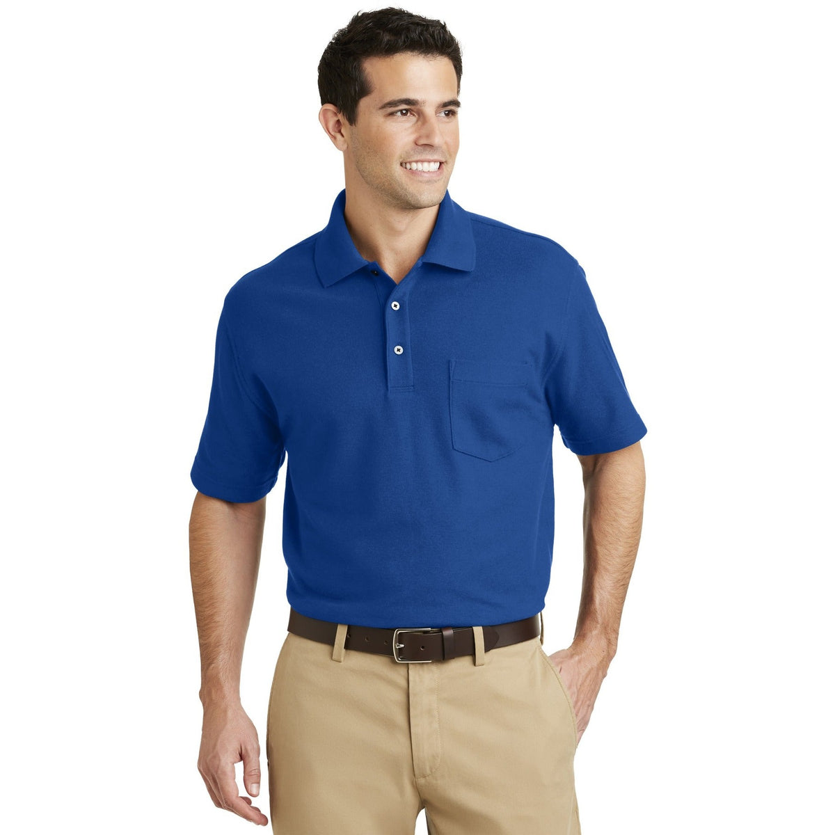 Port Authority Men's EZCotton Pique Pocket Polo