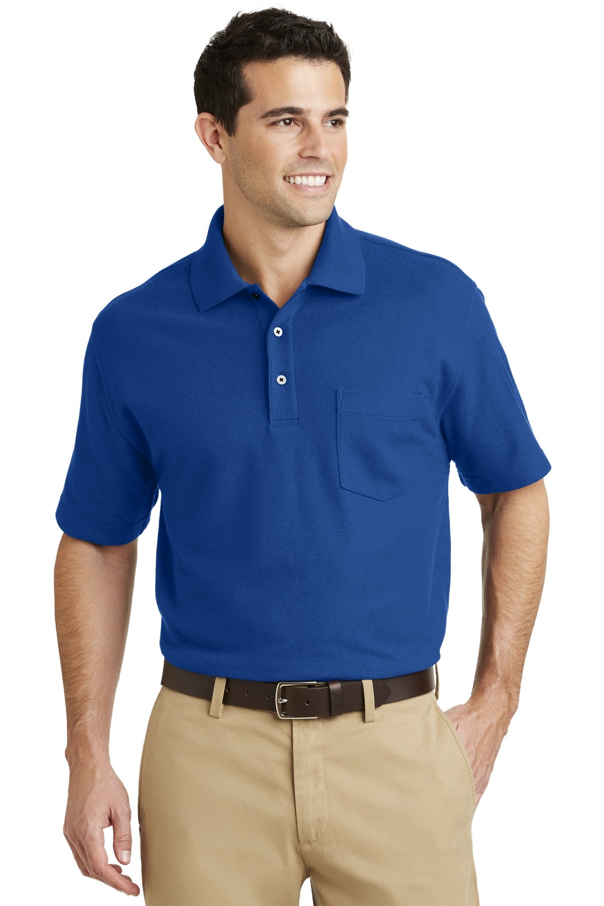 Port Authority Men's EZCotton Pique Pocket Polo. K800P Mens Apparel Shirts & Tops