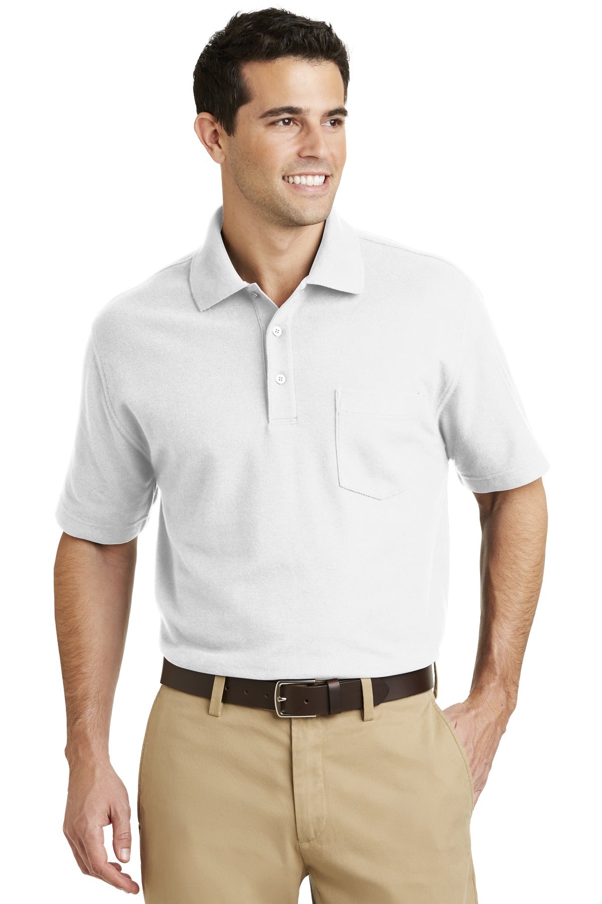 Port Authority Men's EZCotton Pique Pocket Polo. K800P Mens Apparel Shirts & Tops