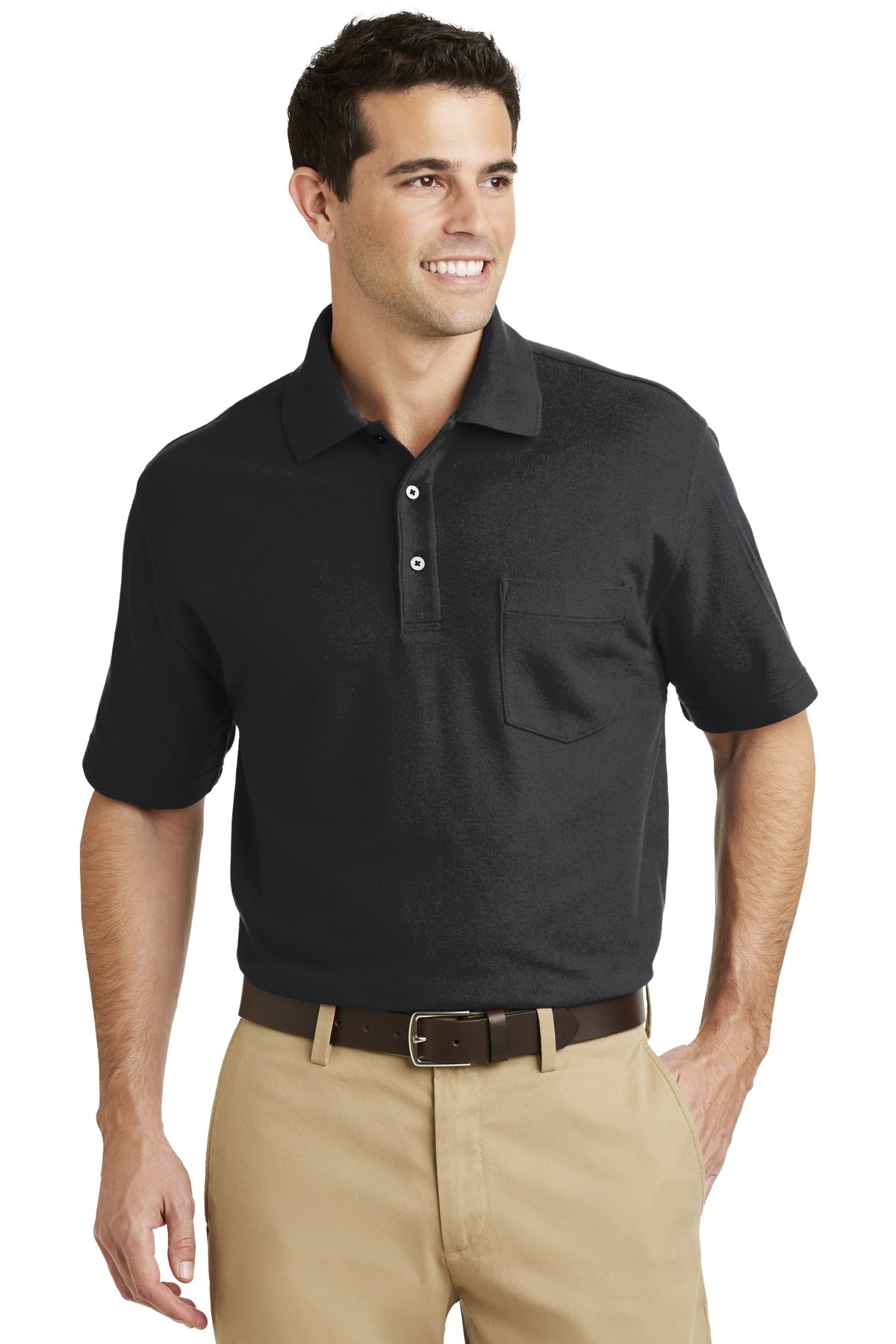 Port Authority Men's EZCotton Pique Pocket Polo. K800P Mens Apparel Shirts & Tops
