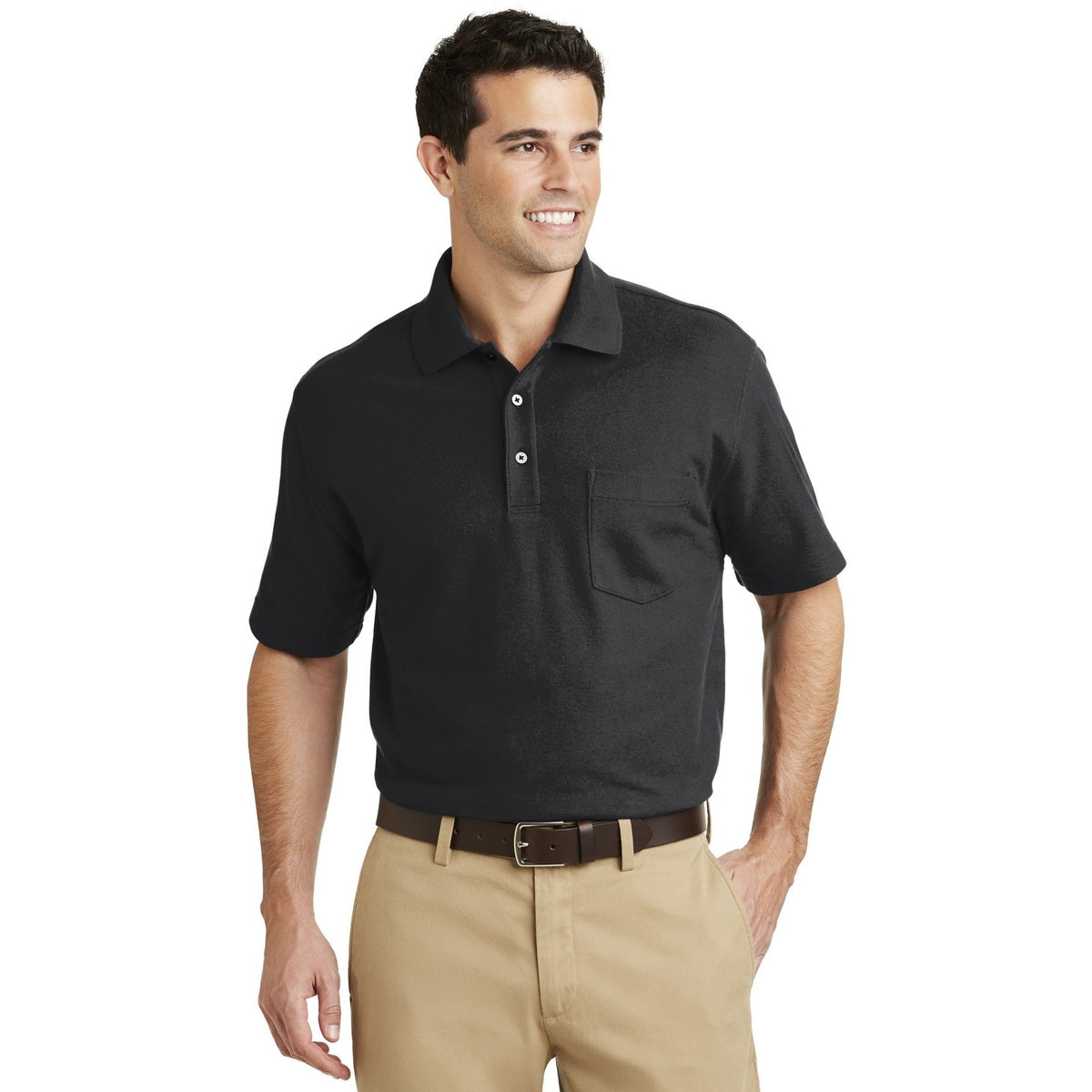 Port Authority Men's EZCotton Pique Pocket Polo