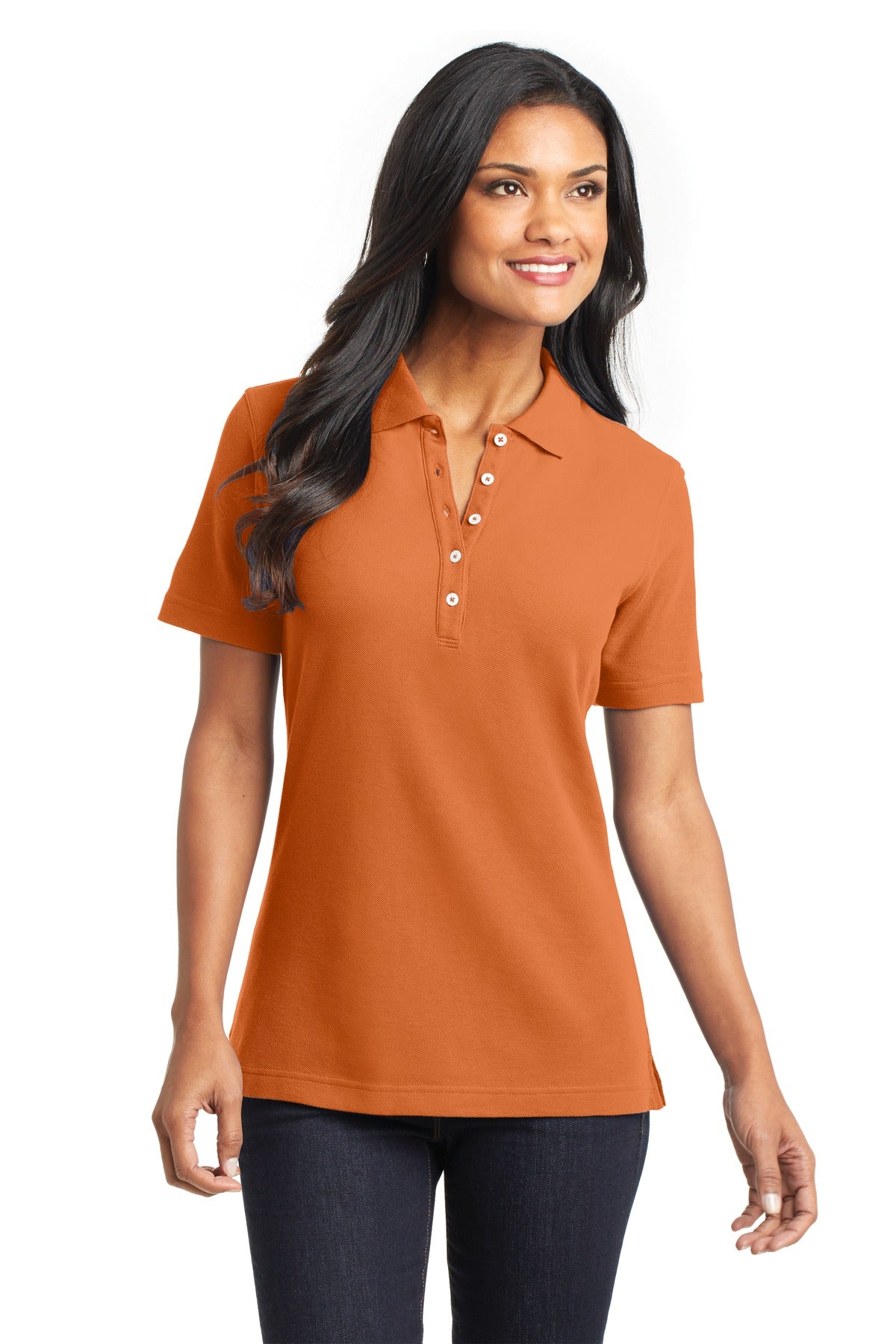 Port Authority Ladies EZCotton Pique Polo. L800 Womens Apparel Shirts & Tops