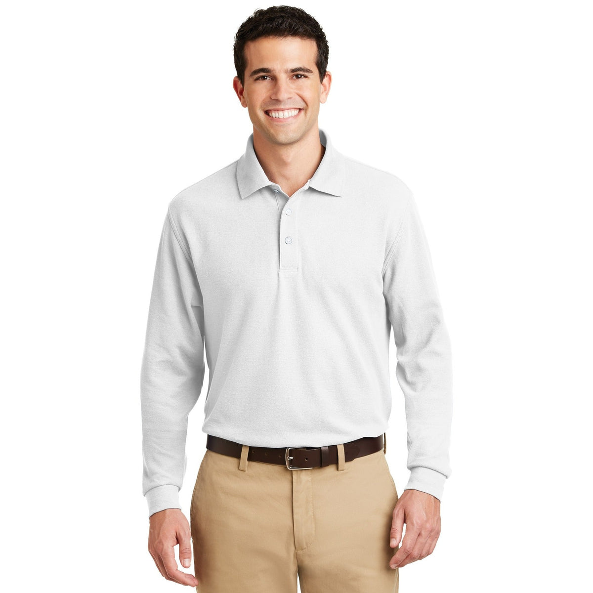Port Authority Men's Long Sleeve EZCotton Pique Polo