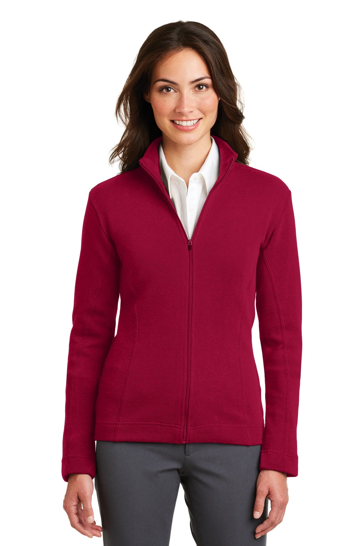 Port Authority Ladies Flatback Rib Full-Zip Jacket. L221 Womens Apparel Jackets & Vests