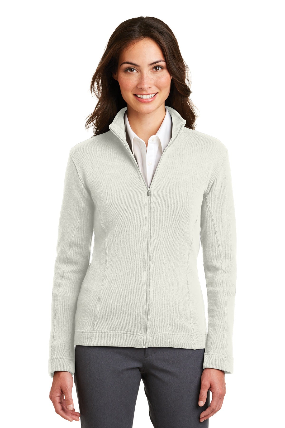 Port Authority Ladies Flatback Rib Full-Zip Jacket. L221 Womens Apparel Jackets & Vests