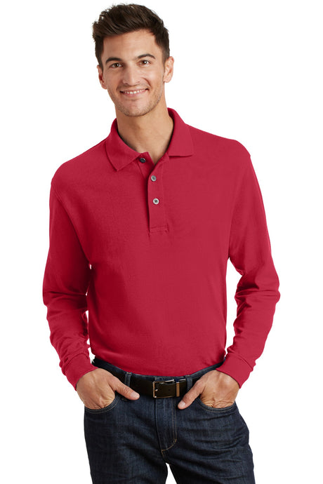 Port Authority Men's Long Sleeve Heavyweight Cotton Pique Polo. K320 Mens Apparel Shirts & Tops
