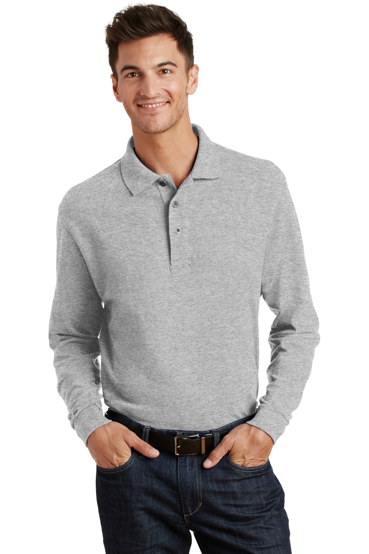 Port Authority Men's Long Sleeve Heavyweight Cotton Pique Polo