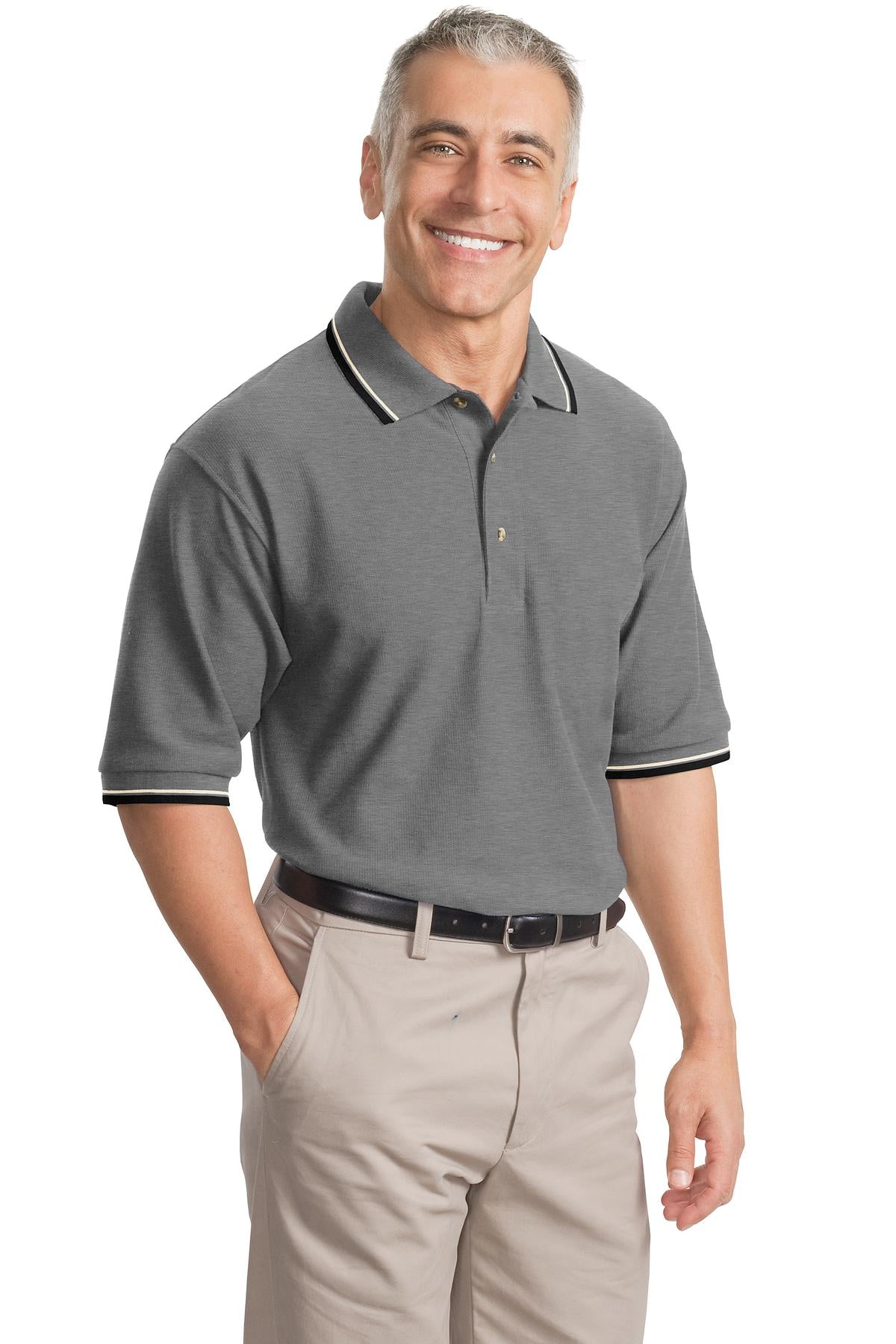 Port Authority Men's Cool Mesh Polo with Tipping Stripe Trim. K431 Mens Apparel Shirts & Tops