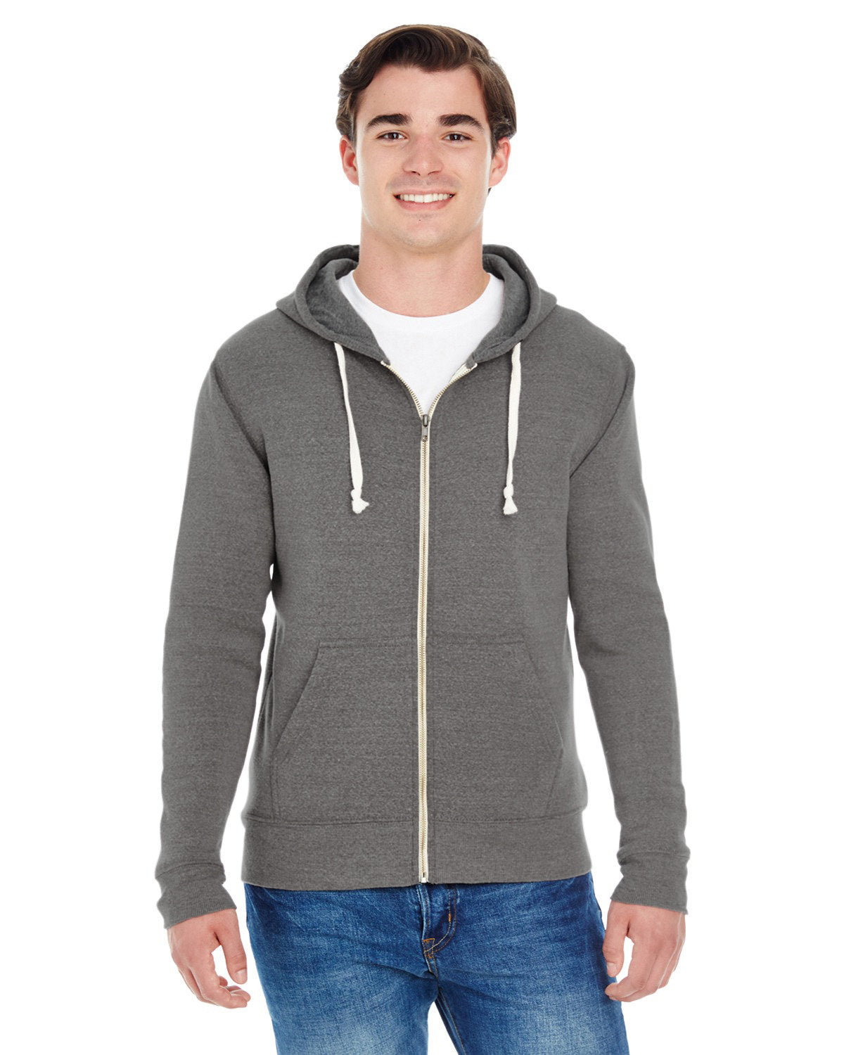 J. America Unisex Triblend Full-Zip Hooded Sweatshirt 4249-1