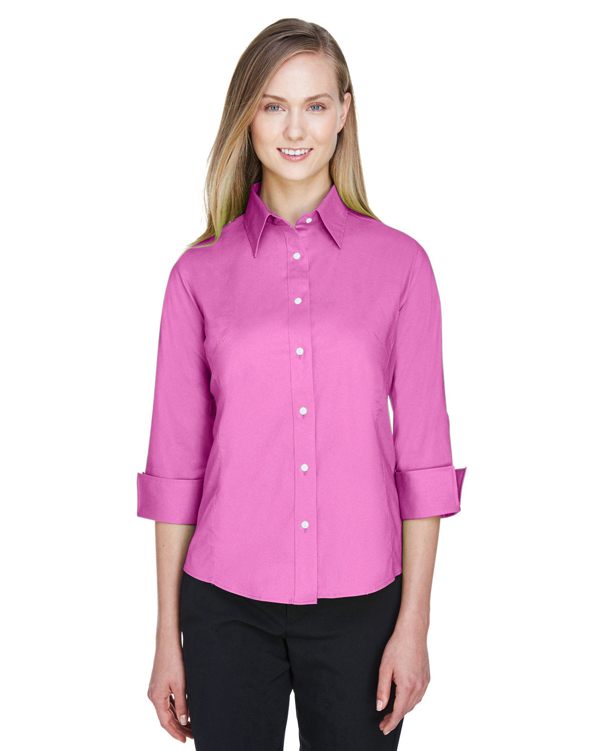 Devon & Jones Ladies' Perfect Fit™ 3/4-Sleeve Stretch Poplin Blouse Womens Apparel Shirts & Tops