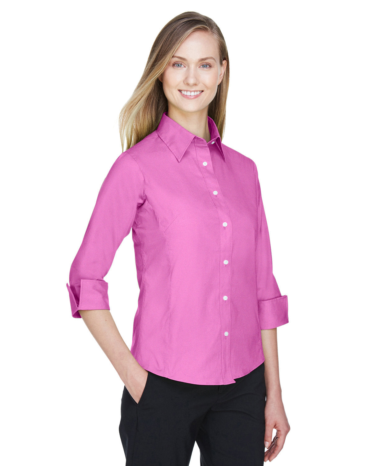 Devon & Jones Ladies' Perfect Fit™ 3/4-Sleeve Stretch Poplin Blouse Womens Apparel Shirts & Tops