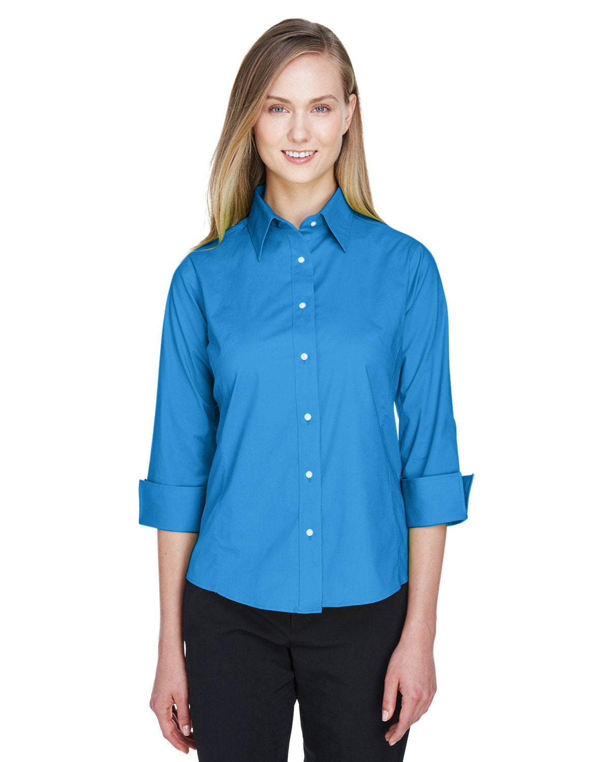 Devon & Jones Ladies' Perfect Fit™ 3/4-Sleeve Stretch Poplin Blouse Womens Apparel Shirts & Tops