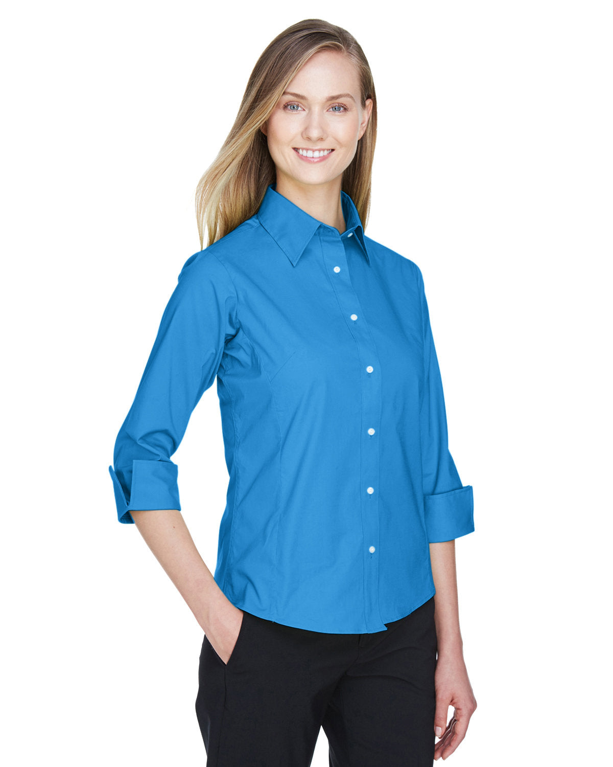 Devon & Jones Ladies' Perfect Fit™ 3/4-Sleeve Stretch Poplin Blouse Womens Apparel Shirts & Tops