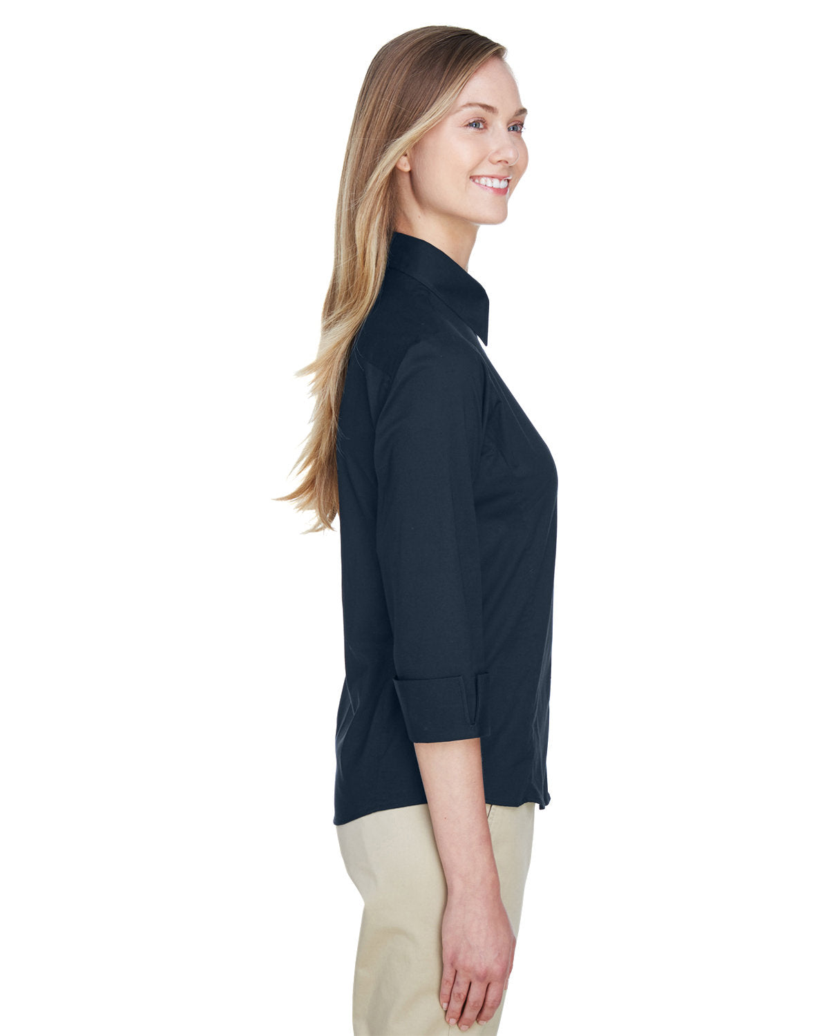 Devon & Jones Ladies' Perfect Fit™ 3/4-Sleeve Stretch Poplin Blouse Womens Apparel Shirts & Tops