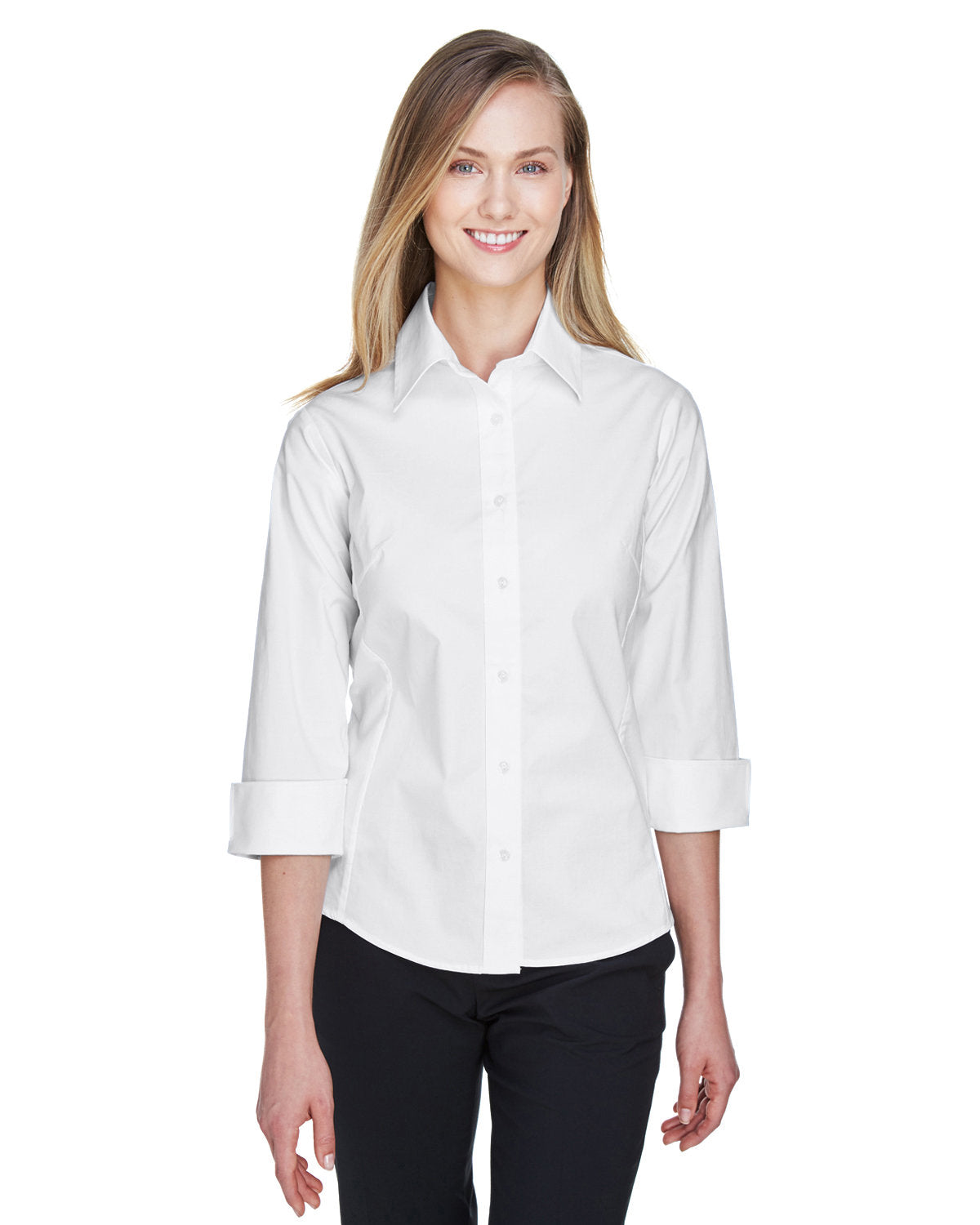 Devon & Jones Ladies' Perfect Fit™ 3/4-Sleeve Stretch Poplin Blouse Womens Apparel Shirts & Tops
