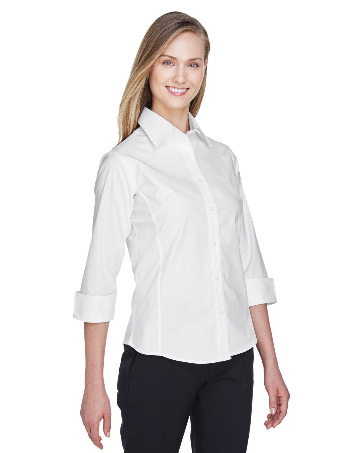 Devon & Jones Ladies' Perfect Fit™ 3/4-Sleeve Stretch Poplin Blouse Womens Apparel Shirts & Tops
