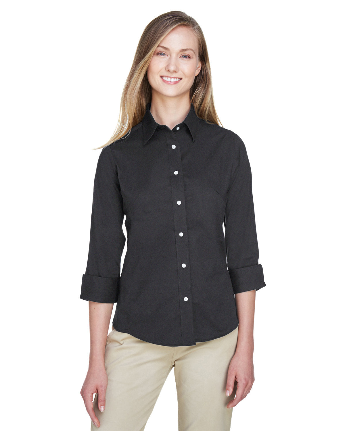Devon & Jones Ladies' Perfect Fit™ 3/4-Sleeve Stretch Poplin Blouse Womens Apparel Shirts & Tops