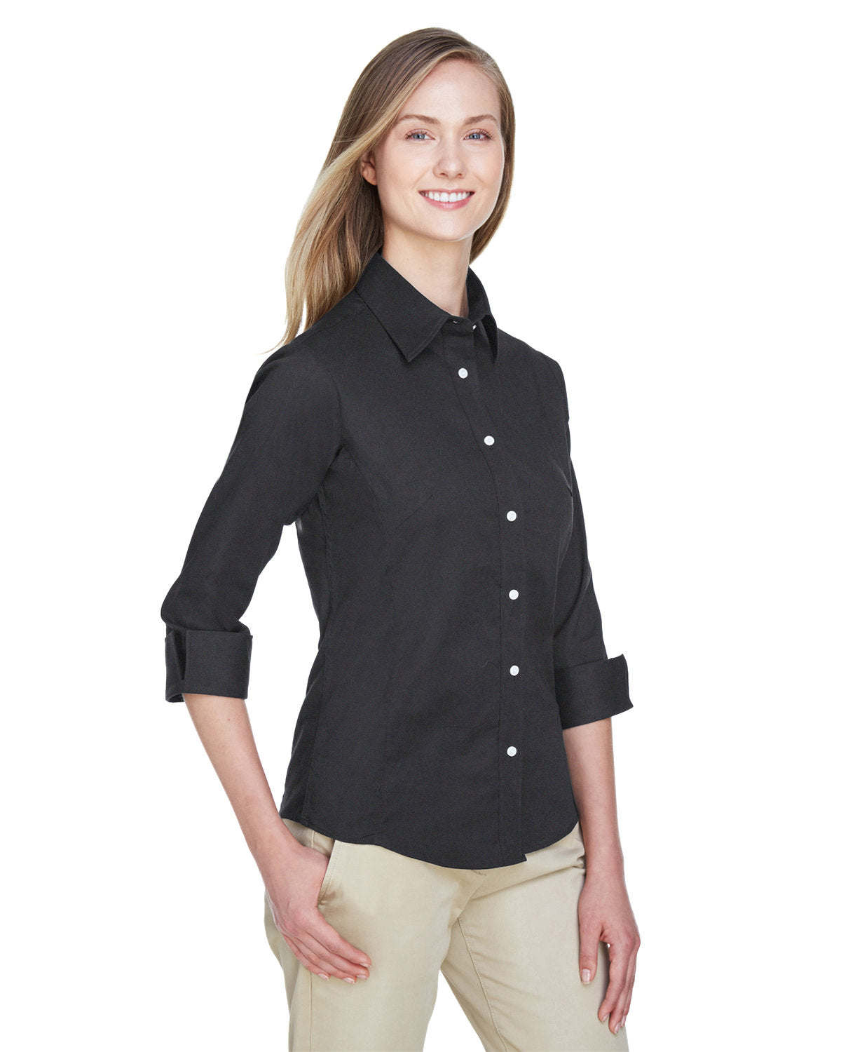 Devon & Jones Ladies' Perfect Fit™ 3/4-Sleeve Stretch Poplin Blouse Womens Apparel Shirts & Tops