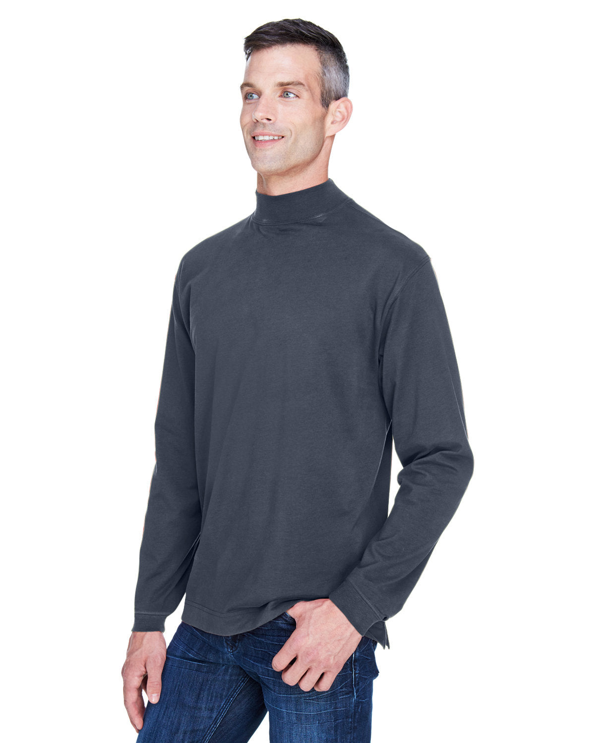 Devon & Jones Adult Sueded Cotton Jersey Mock Turtleneck Mens Apparel Shirts & Tops