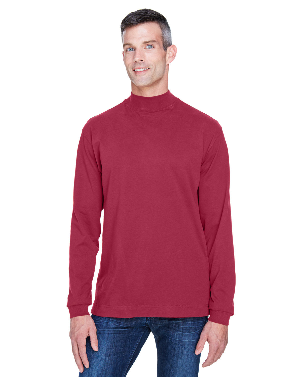 Devon & Jones Adult Sueded Cotton Jersey Mock Turtleneck Mens Apparel Shirts & Tops