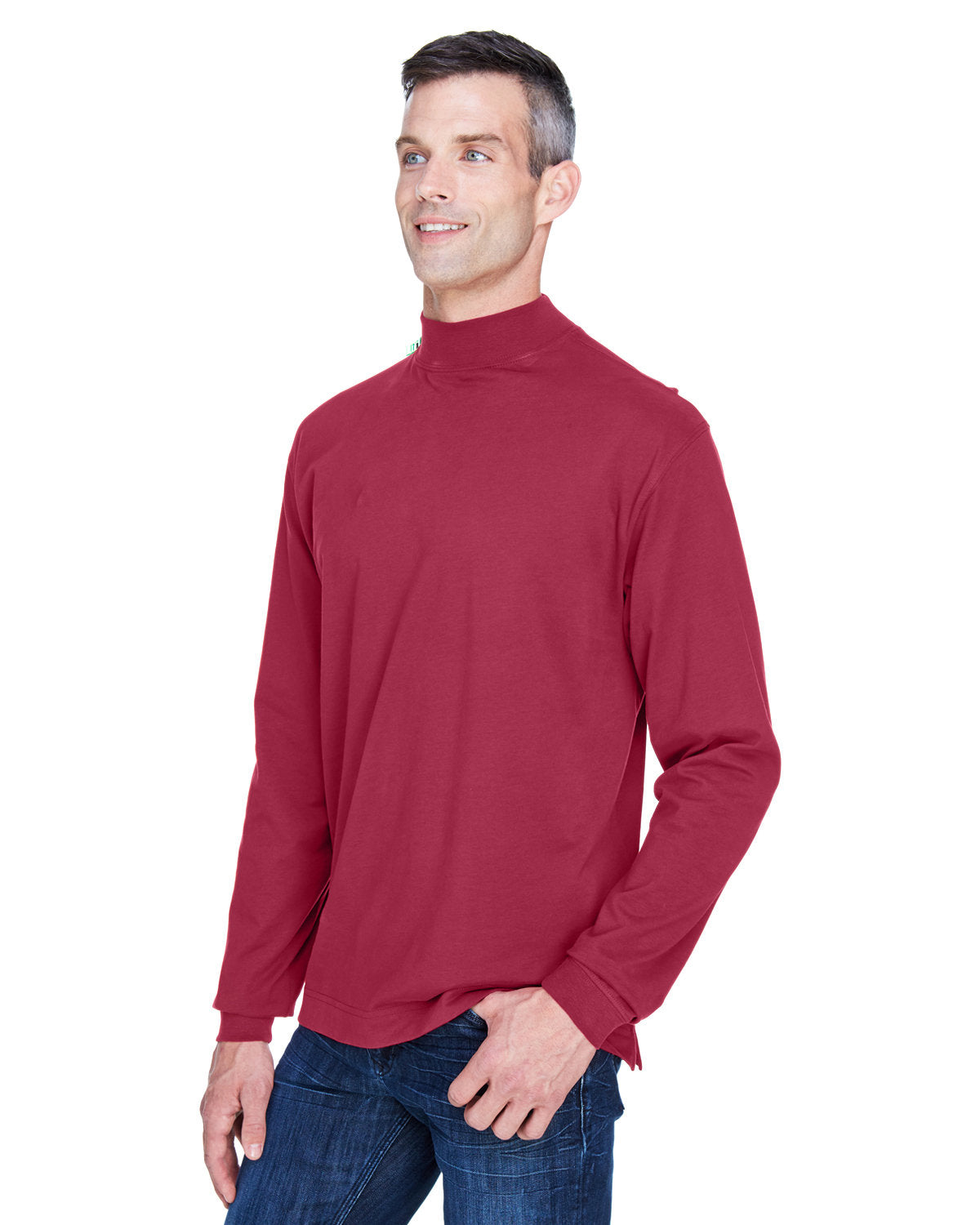 Devon & Jones Adult Sueded Cotton Jersey Mock Turtleneck Mens Apparel Shirts & Tops