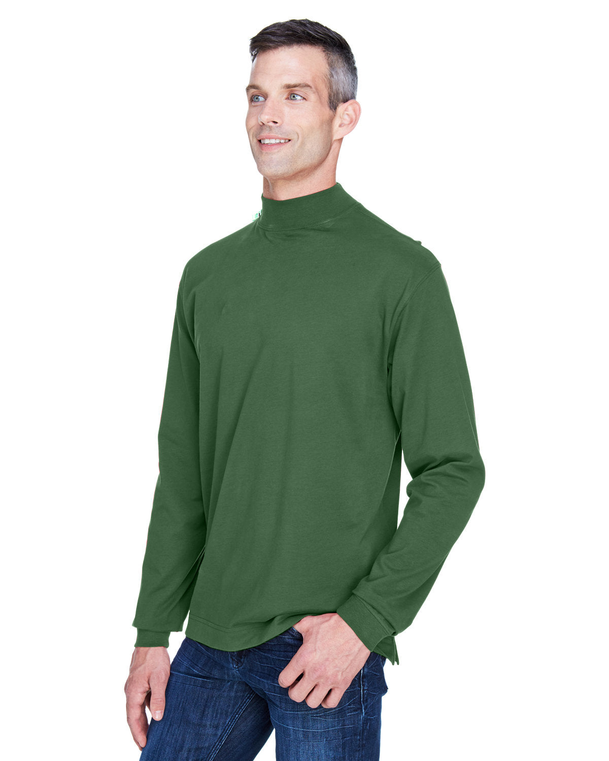 Devon & Jones Adult Sueded Cotton Jersey Mock Turtleneck Mens Apparel Shirts & Tops