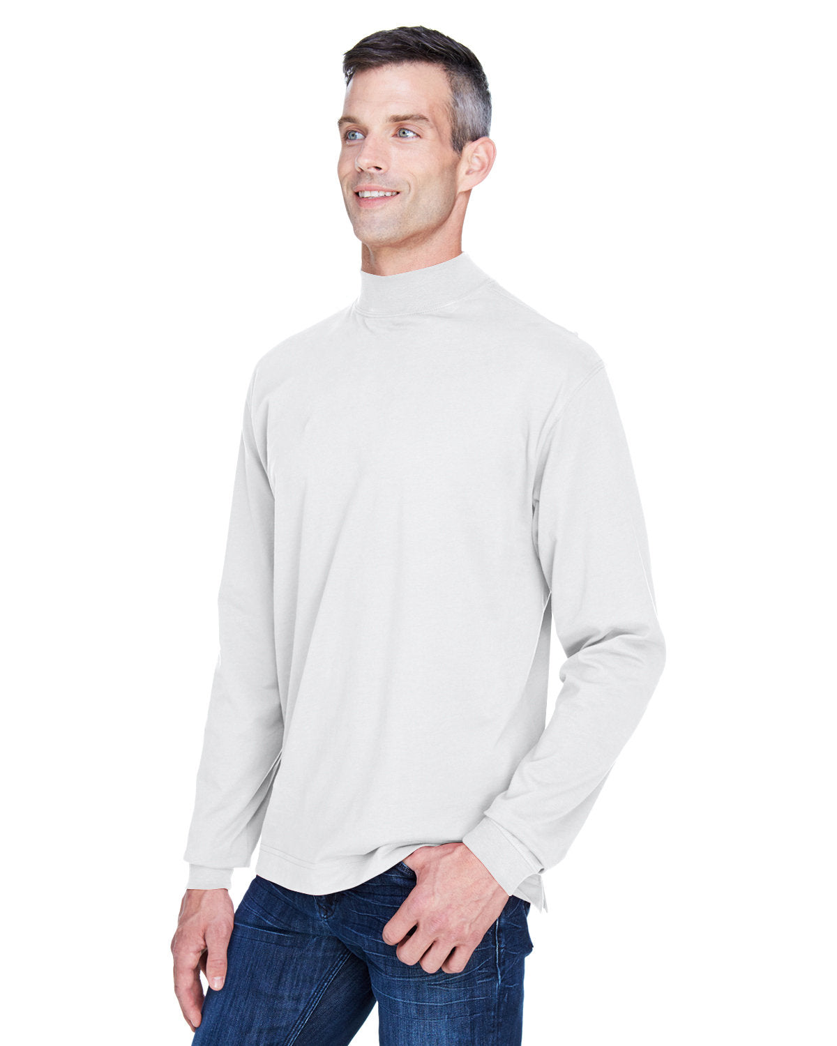 Devon & Jones Adult Sueded Cotton Jersey Mock Turtleneck Mens Apparel Shirts & Tops