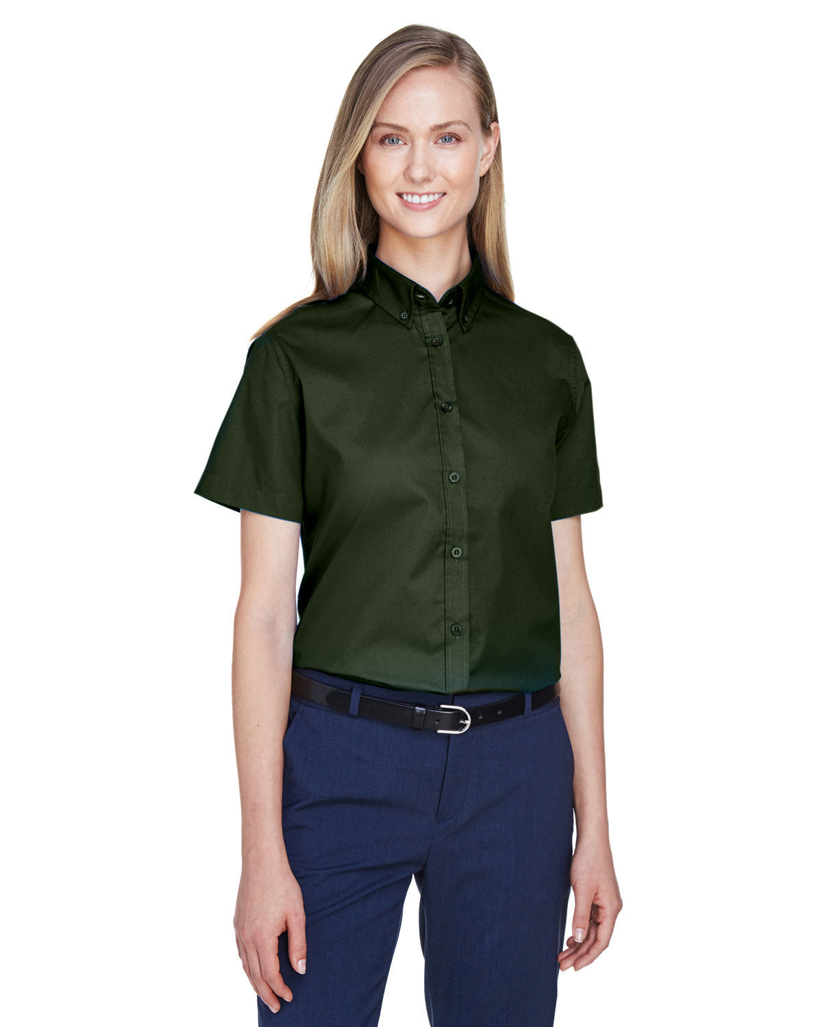 CORE365 Women's Optimum Short-Sleeve Twill Shirt-1
