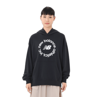 New Balance Women's Sport French Terry Oversized Graphic Hoodie Womens Apparel Sweatshirts & Fleece