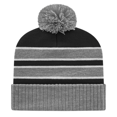 Cap America iK56 Double Stripe Knit Cap with Ribbed Cuff Unisex Accessories Hats & Caps