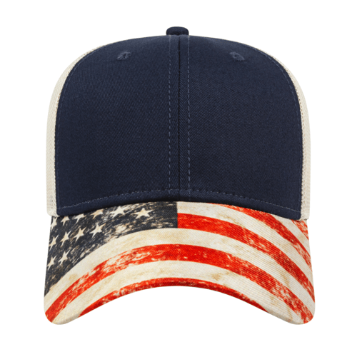 Cap America Sublimated Flag Visor Trucker Mesh Back Cap Unisex Accessories Hats & Caps