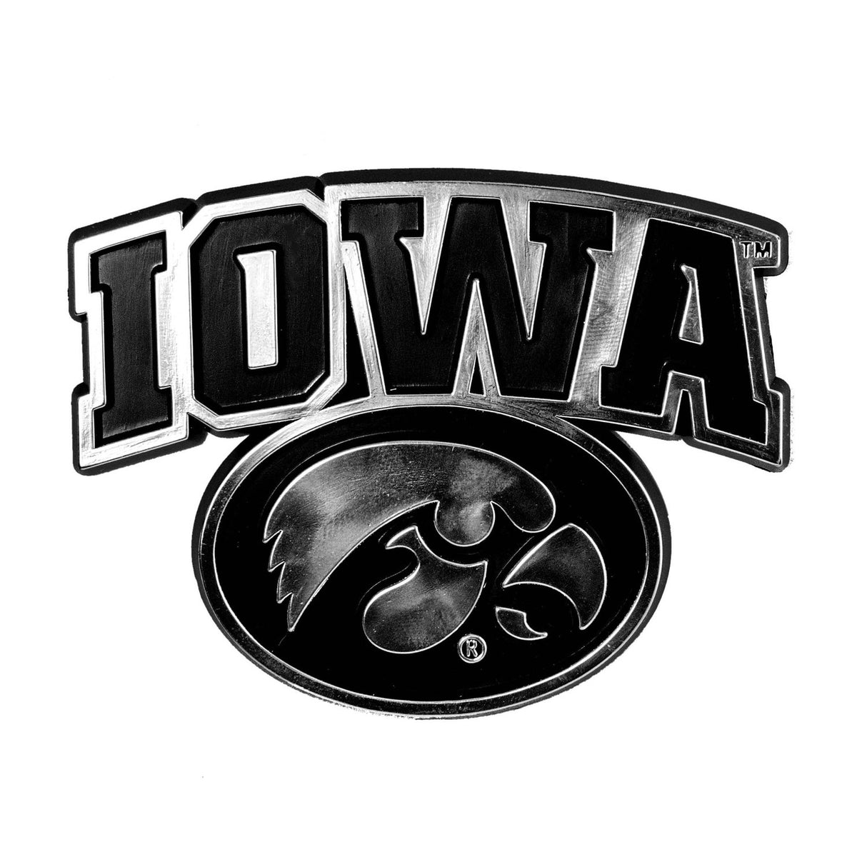 Fanmats Iowa Hawkeyes Molded Chrome Plastic Emblem Fan Gear NCAA Iowa Hawkeyes