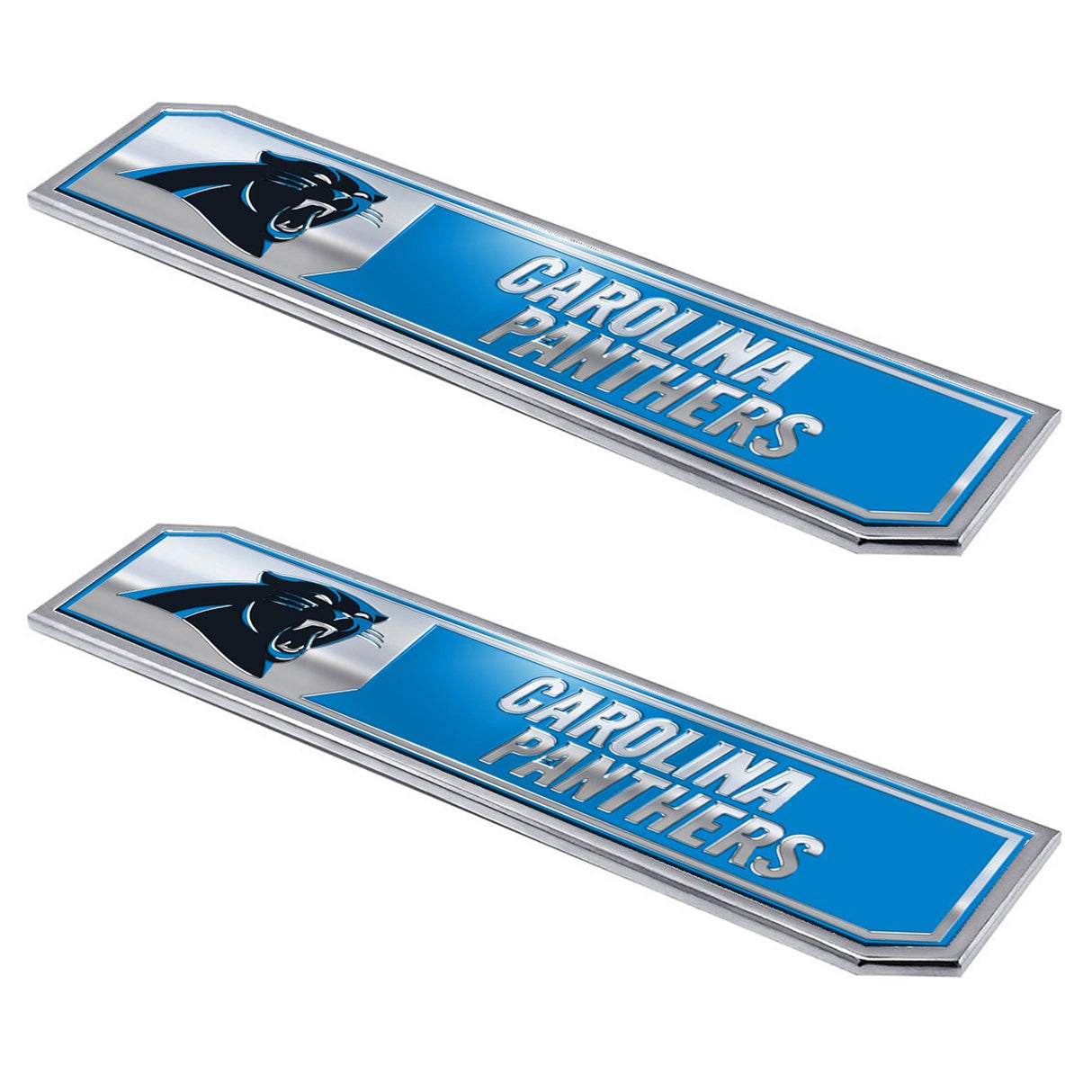 Fanmats Carolina Panthers 2 Piece Heavy Duty Aluminum Embossed Truck Emblem Set Fan Gear NFL Carolina Panthers