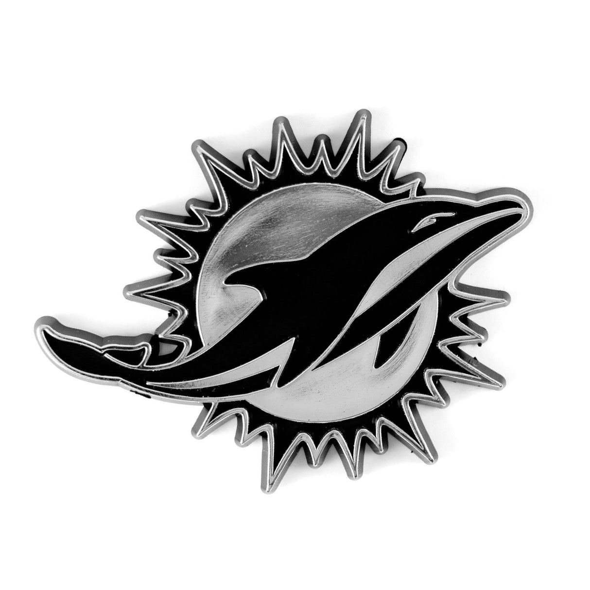 Fanmats Miami Dolphins Molded Chrome Plastic Emblem Fan Gear NFL Miami Dolphins