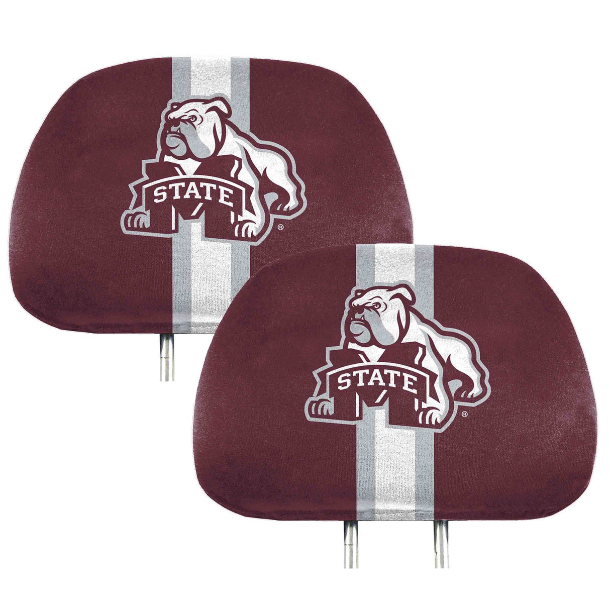 Fanmats Mississippi State Bulldogs Printed Head Rest Cover Set - 2 Pieces Fan Gear NCAA Mississippi State Bulldogs