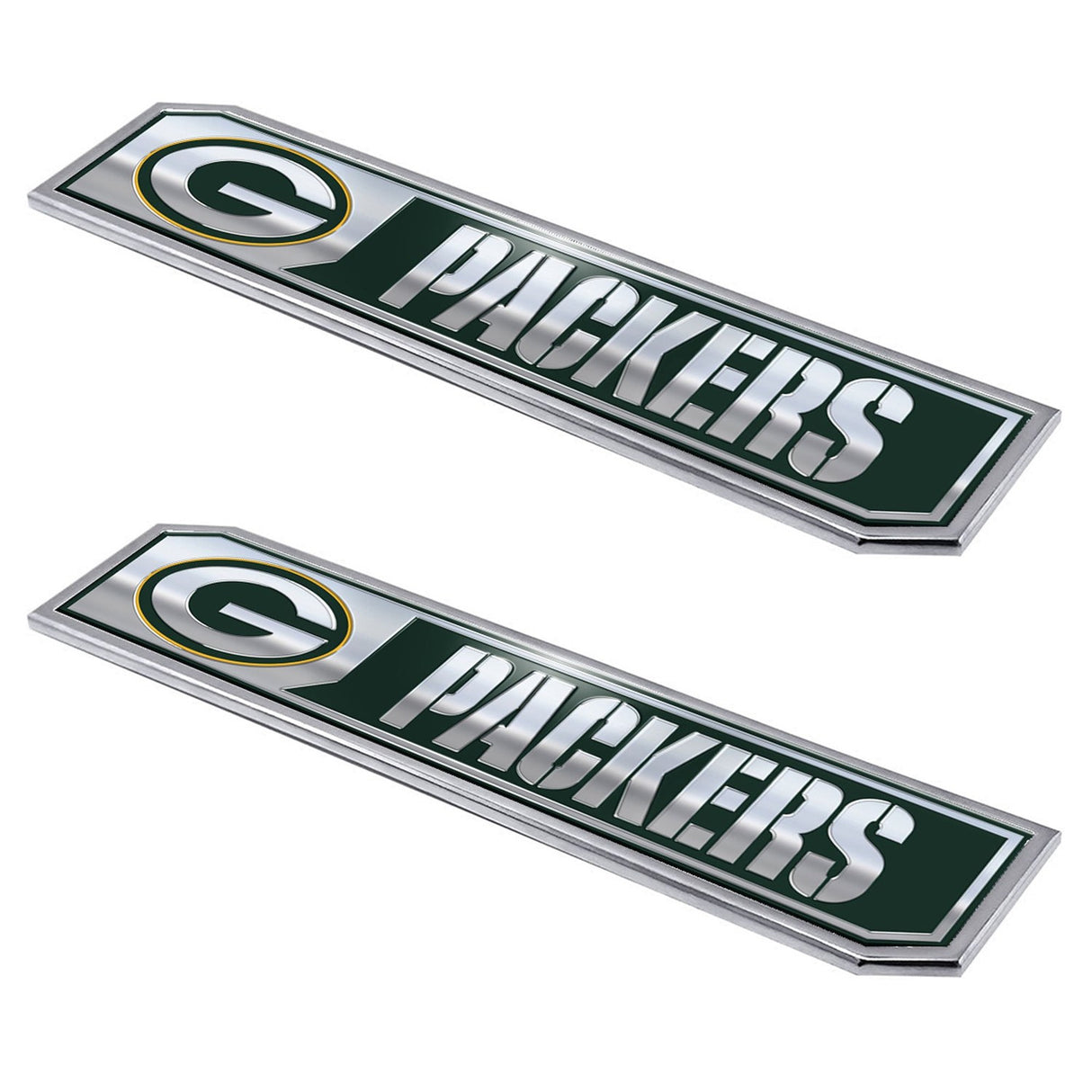 Fanmats Green Bay Packers 2 Piece Heavy Duty Aluminum Embossed Truck Emblem Set Fan Gear NFL Green Bay Packers