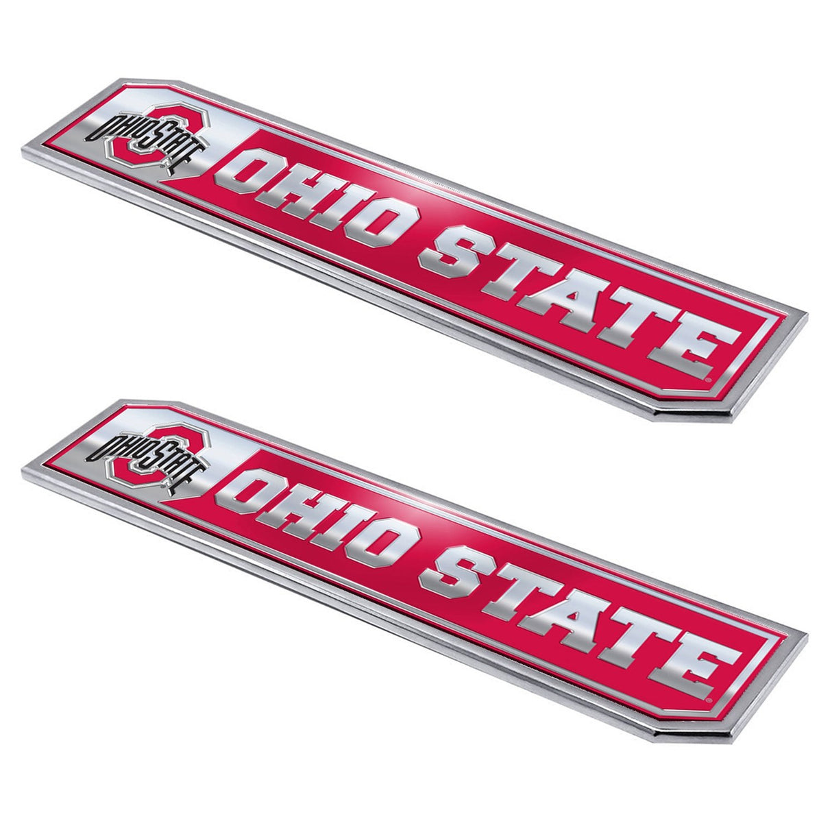 Fanmats Ohio State Buckeyes 2 Piece Heavy Duty Aluminum Embossed Truck Emblem Set Fan Gear NCAA Ohio State Buckeyes