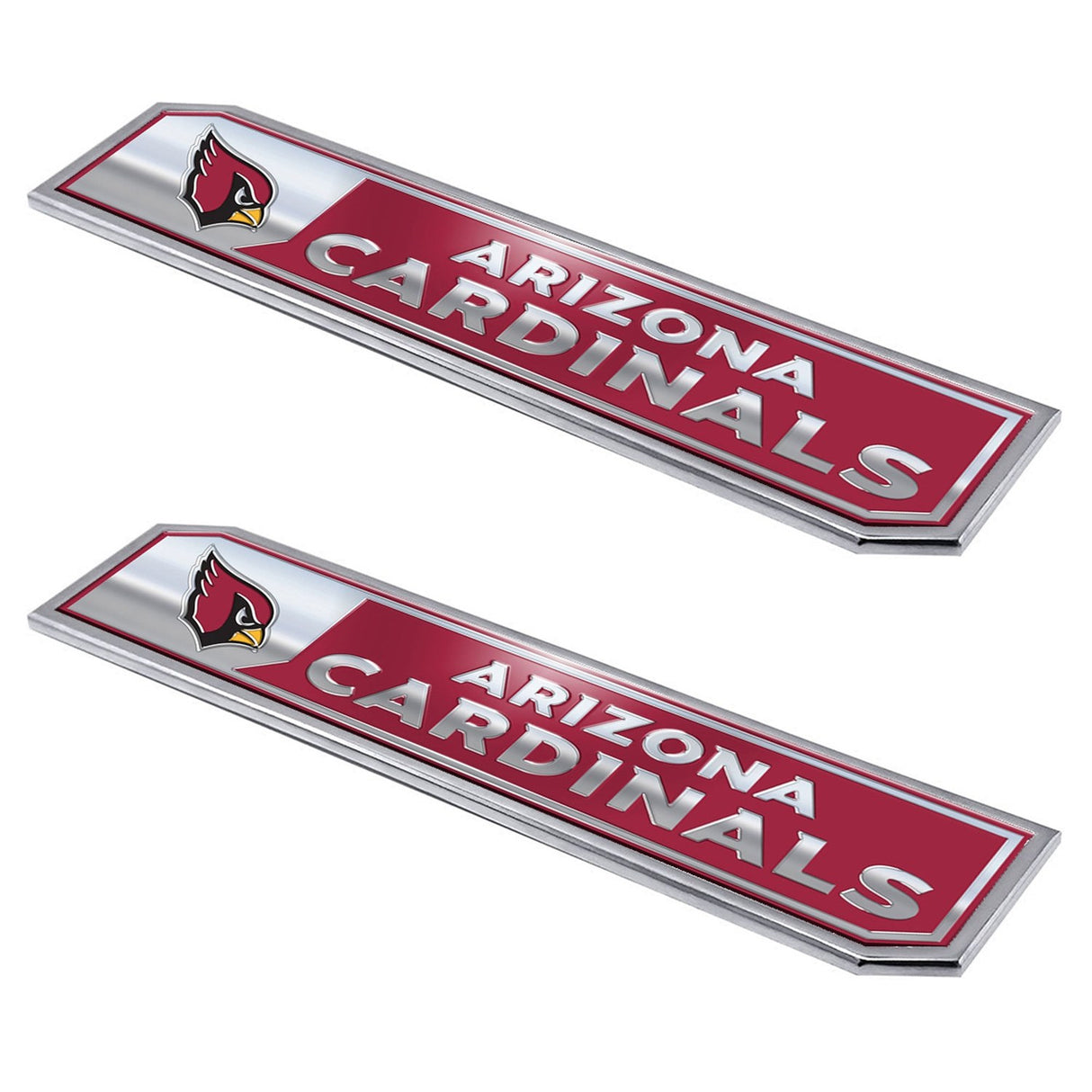Fanmats Arizona Cardinals 2 Piece Heavy Duty Aluminum Embossed Truck Emblem Set Fan Gear NFL Arizona Cardinals