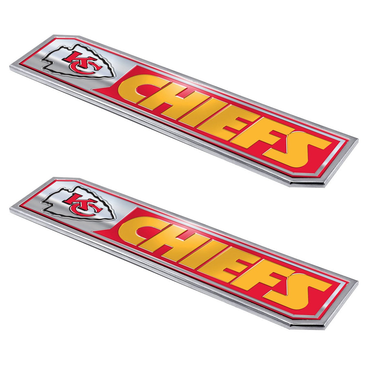 Fanmats Kansas City Chiefs 2 Piece Heavy Duty Aluminum Embossed Truck Emblem Set Fan Gear NFL Kansas City Chiefs