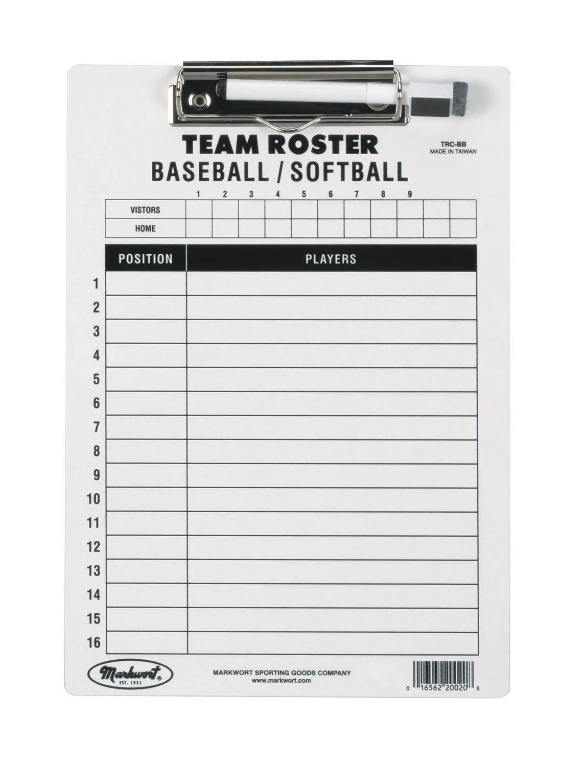 Markwort Baseball Softball Roster Clipboard Baseball Accessories All