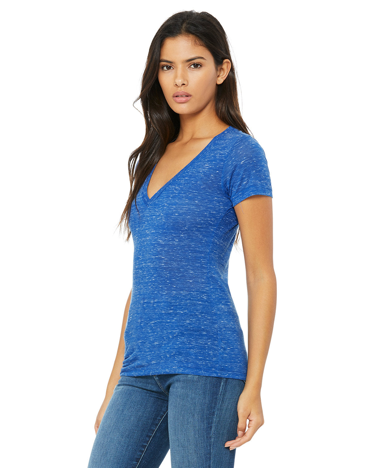 BELLA + CANVAS Ladies' Jersey Short-Sleeve Deep V-Neck T-Shirt Womens Apparel Shirts & Tops